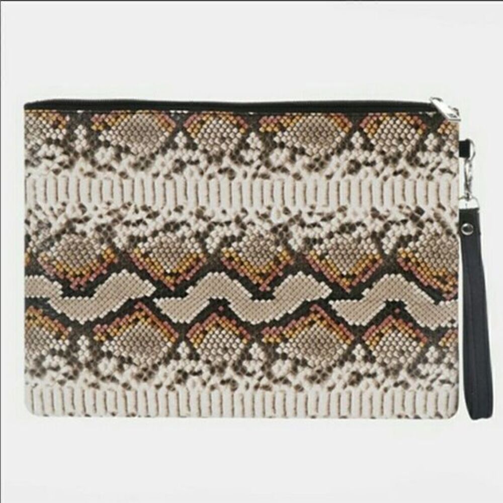 Faux Leather Snake Large Wristlet